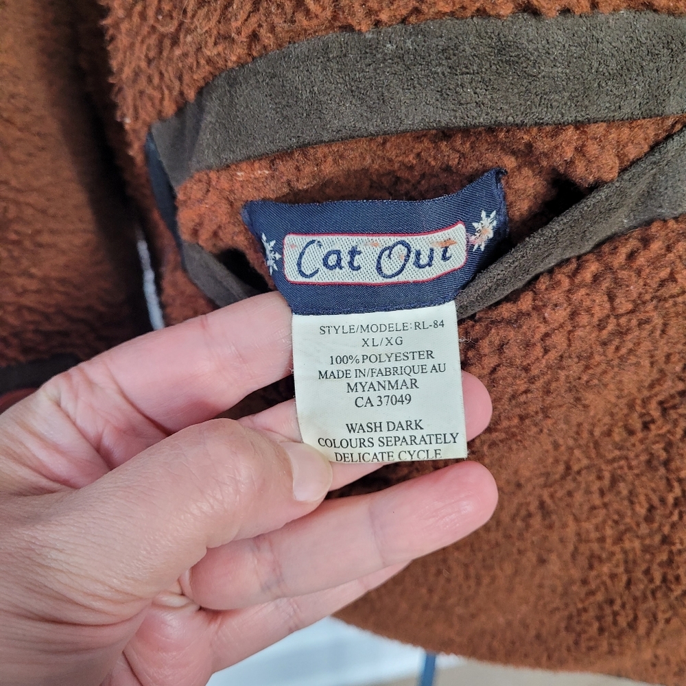 Vintage Reversible brown Cat Out fleece coat with animal print in size XL - Picture 15 of 16